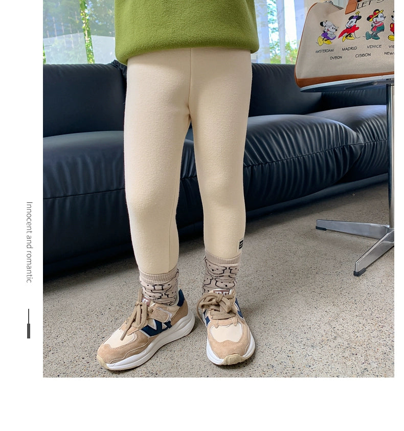 Outwear Western Style Little Girl Heattech Velvet Padded Leggings Pants