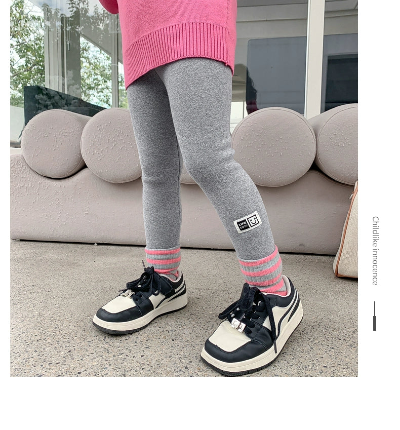 Outwear Western Style Little Girl Heattech Velvet Padded Leggings Pants