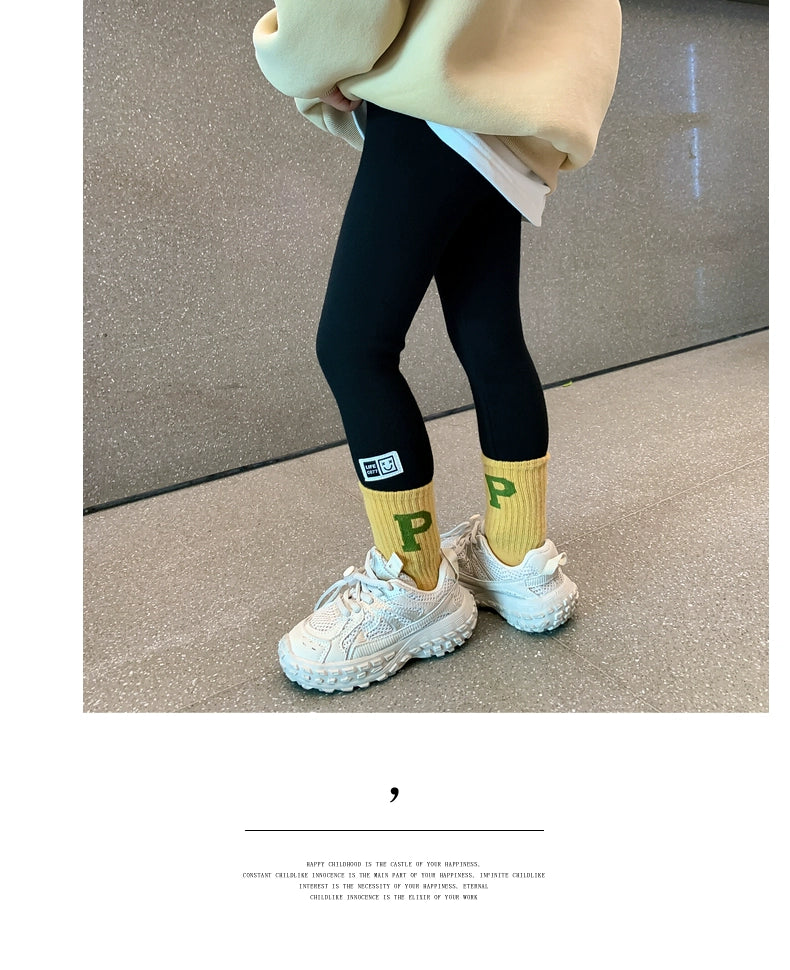 Outwear Western Style Little Girl Heattech Velvet Padded Leggings Pants