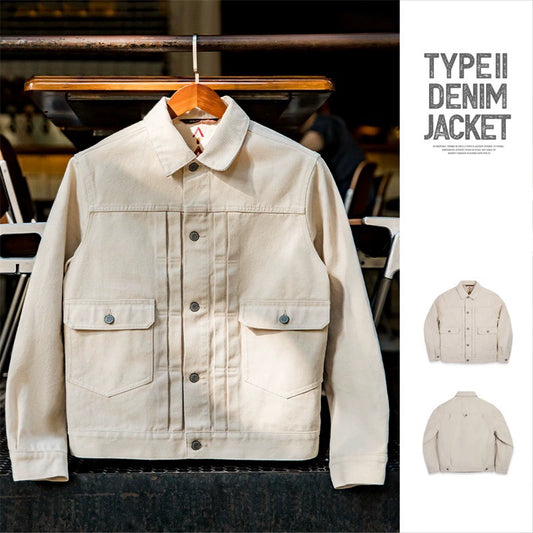 Marden Second Generation Creamy-white Washed Denim Spring and Autumn Workwear