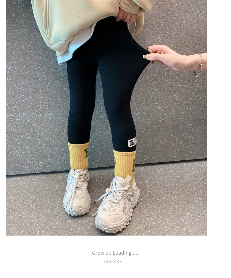 Outwear Western Style Little Girl Heattech Velvet Padded Leggings Pants