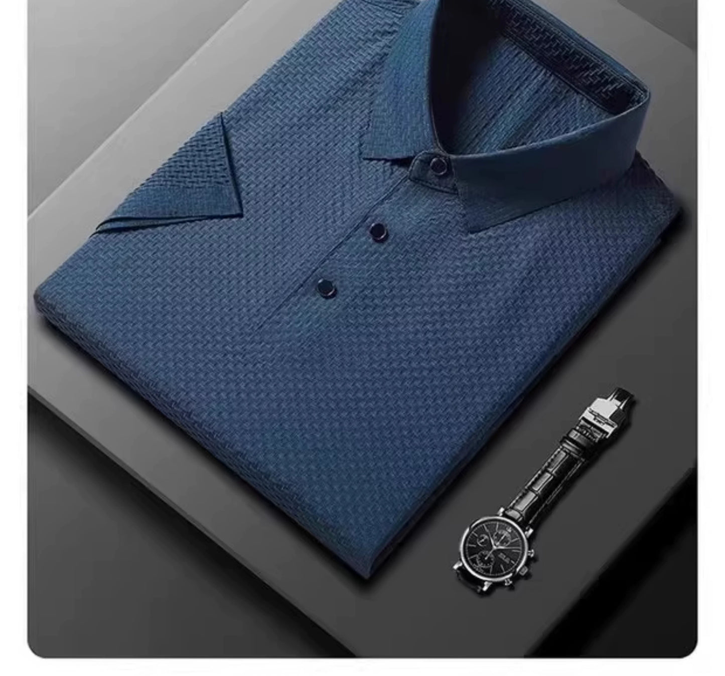 Summer Golf Ice Silk Short Sleeve T-shirt Men's Shirt Collar Polo Shirt Quick-Drying Mesh Pure Color Cool Feeling Breathable Half Sleeve