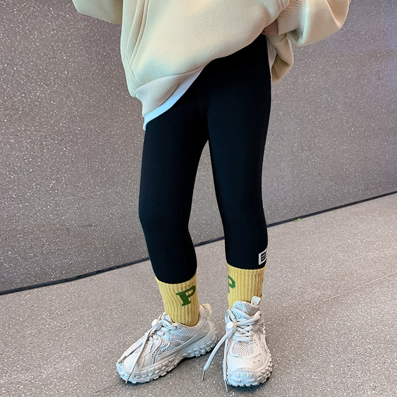 Outwear Western Style Little Girl Heattech Velvet Padded Leggings Pants