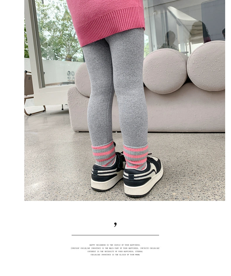 Outwear Western Style Little Girl Heattech Velvet Padded Leggings Pants