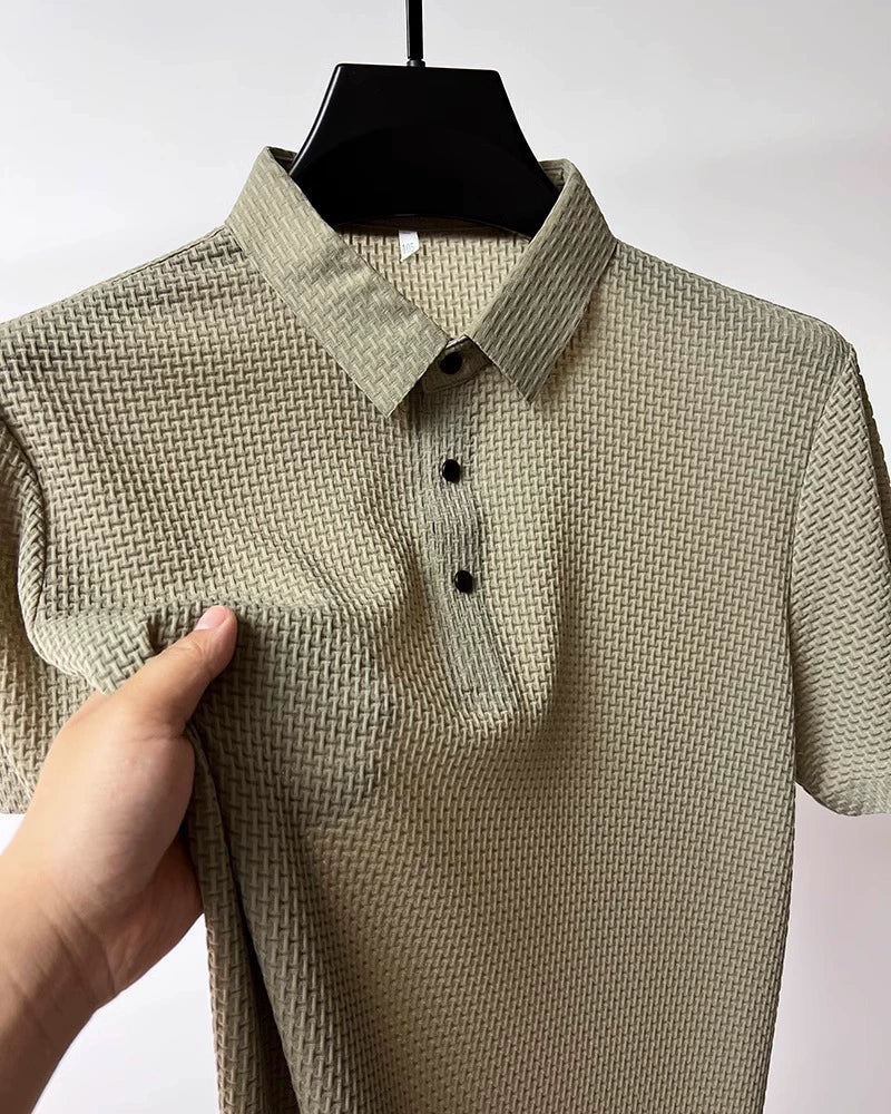Summer Golf Ice Silk Short Sleeve T-shirt Men's Shirt Collar Polo Shirt Quick-Drying Mesh Pure Color Cool Feeling Breathable Half Sleeve
