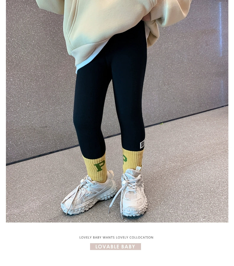 Outwear Western Style Little Girl Heattech Velvet Padded Leggings Pants