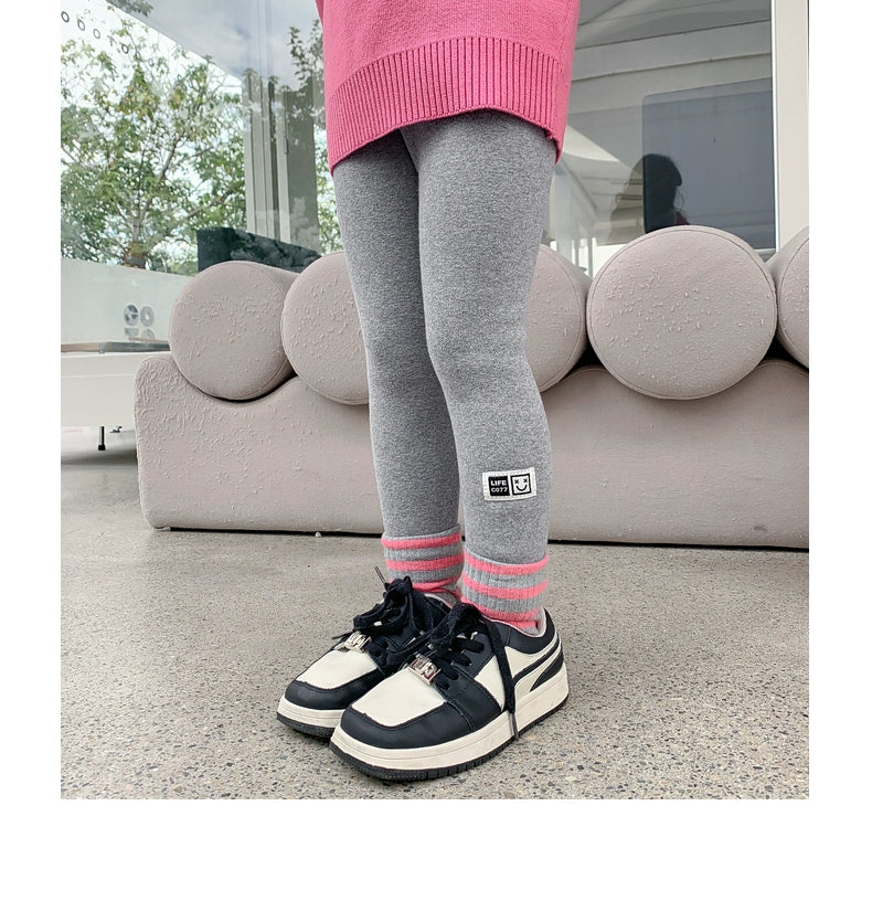 Outwear Western Style Little Girl Heattech Velvet Padded Leggings Pants
