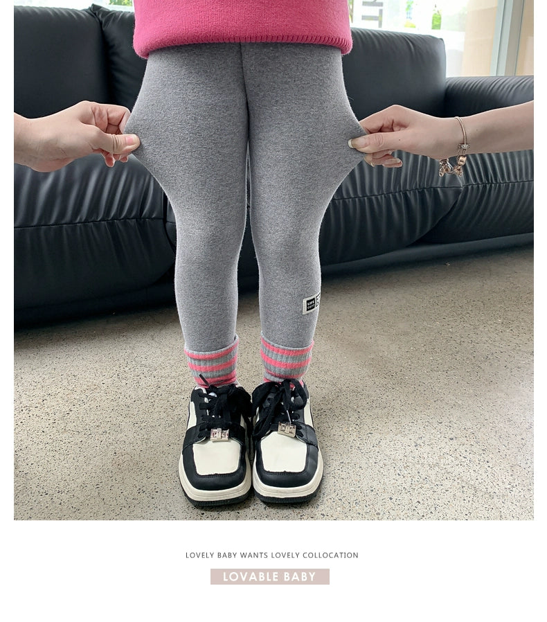 Outwear Western Style Little Girl Heattech Velvet Padded Leggings Pants