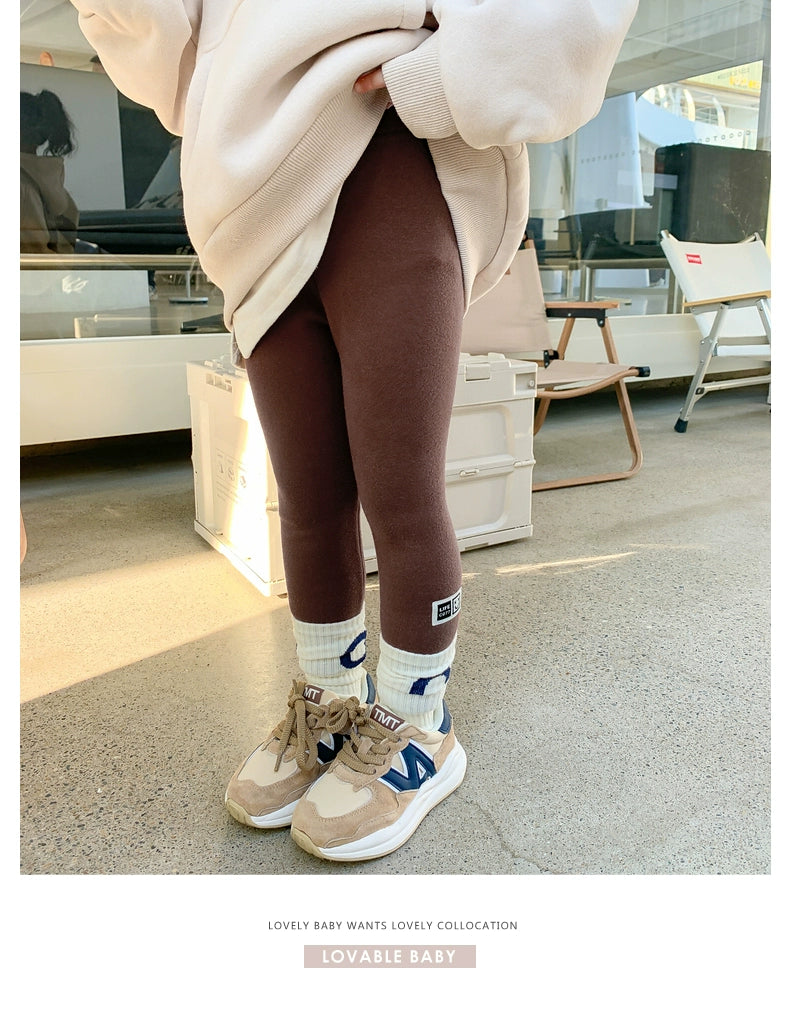 Outwear Western Style Little Girl Heattech Velvet Padded Leggings Pants