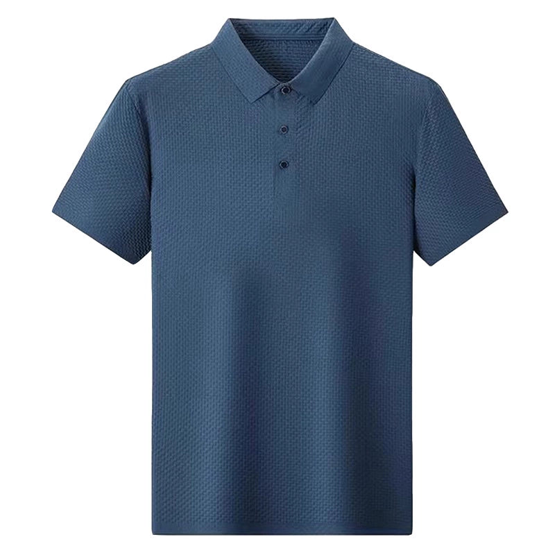 Summer Golf Ice Silk Short Sleeve T-shirt Men's Shirt Collar Polo Shirt Quick-Drying Mesh Pure Color Cool Feeling Breathable Half Sleeve