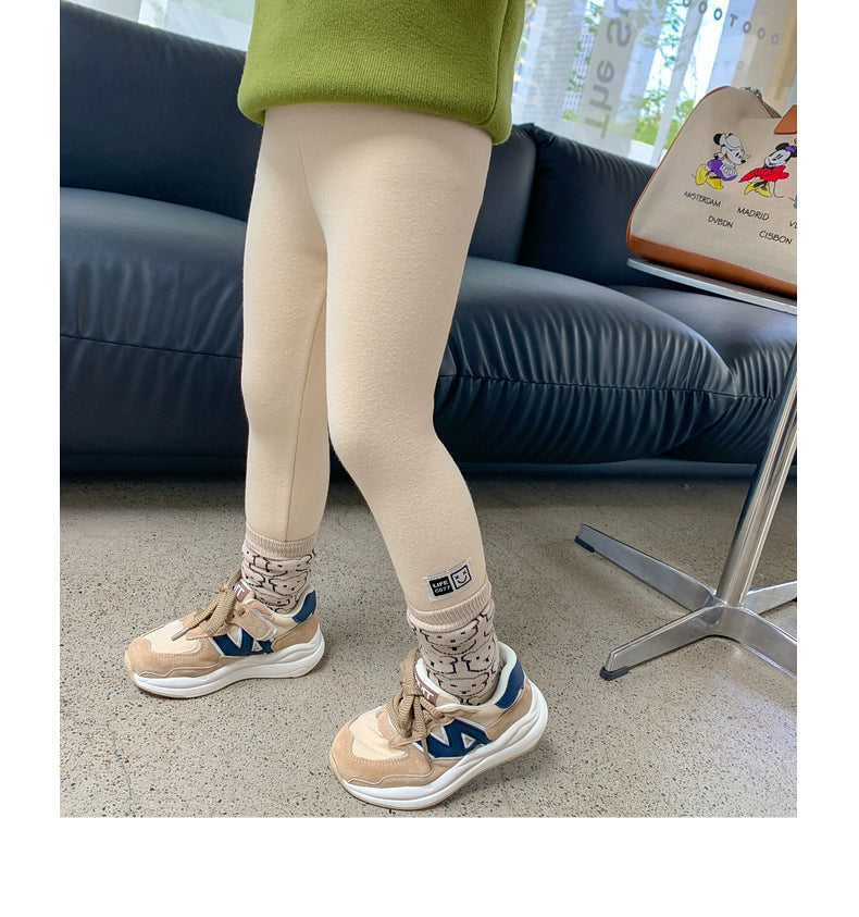 Outwear Western Style Little Girl Heattech Velvet Padded Leggings Pants