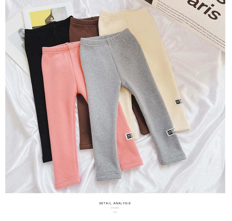 Outwear Western Style Little Girl Heattech Velvet Padded Leggings Pants