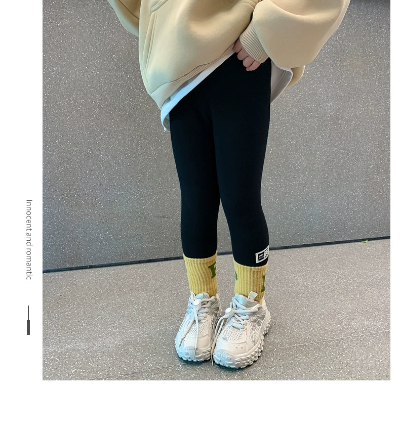 Outwear Western Style Little Girl Heattech Velvet Padded Leggings Pants