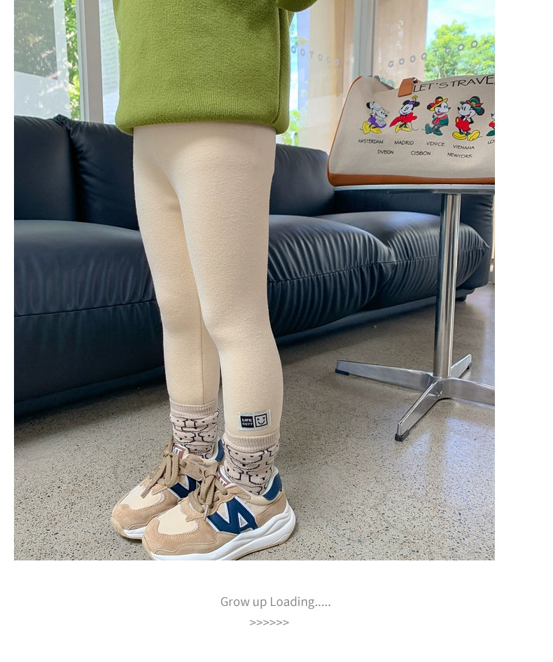 Outwear Western Style Little Girl Heattech Velvet Padded Leggings Pants