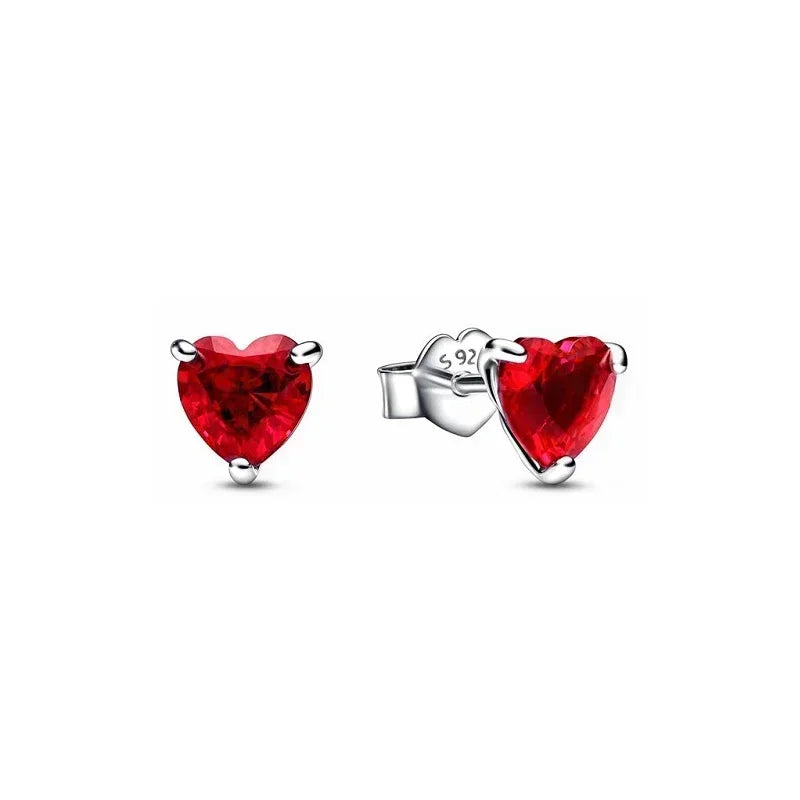 Classic New 925 Sterling Silver Luxury Shiny Red Heart-shaped Ring Necklace Bracelet Exquisite Charm Jewelry Surprise Gifts