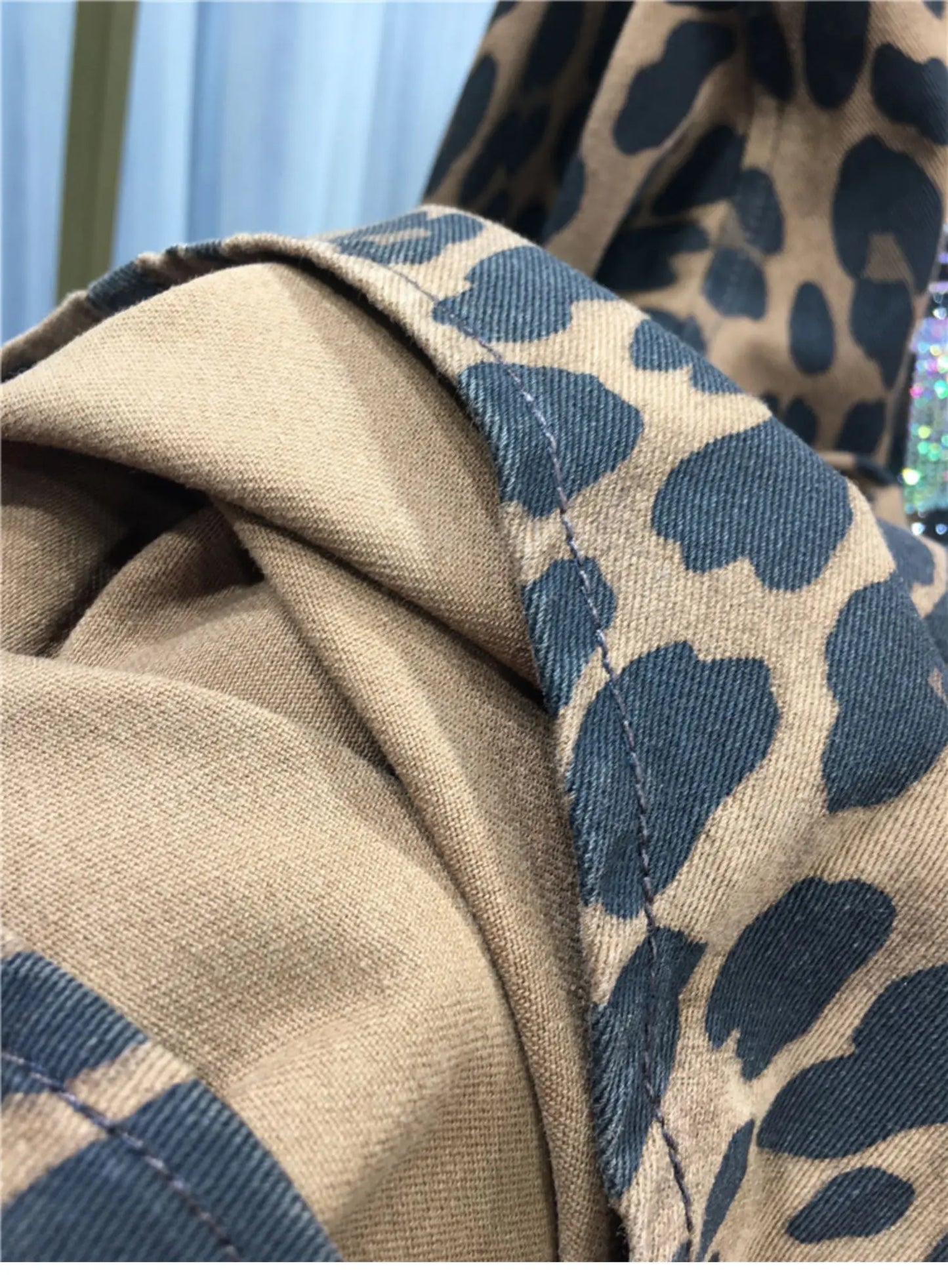 European Goods Heavy Industry Hot Diamond Shirt Women Domineering Tiger Head Leopard Print Cardigan Loose Autumn and Winter Coat