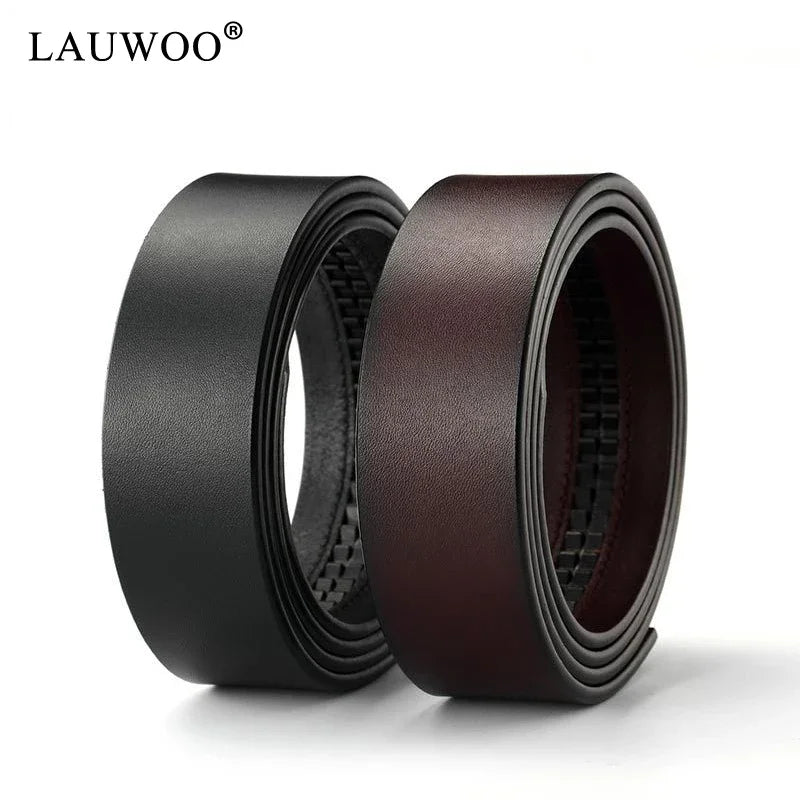 LAUWOO Brand Belt 100% Pure Cowhide Belt Strap No Buckle Genuine Leather Belts Automatic Buckle Belt For Men High Quality