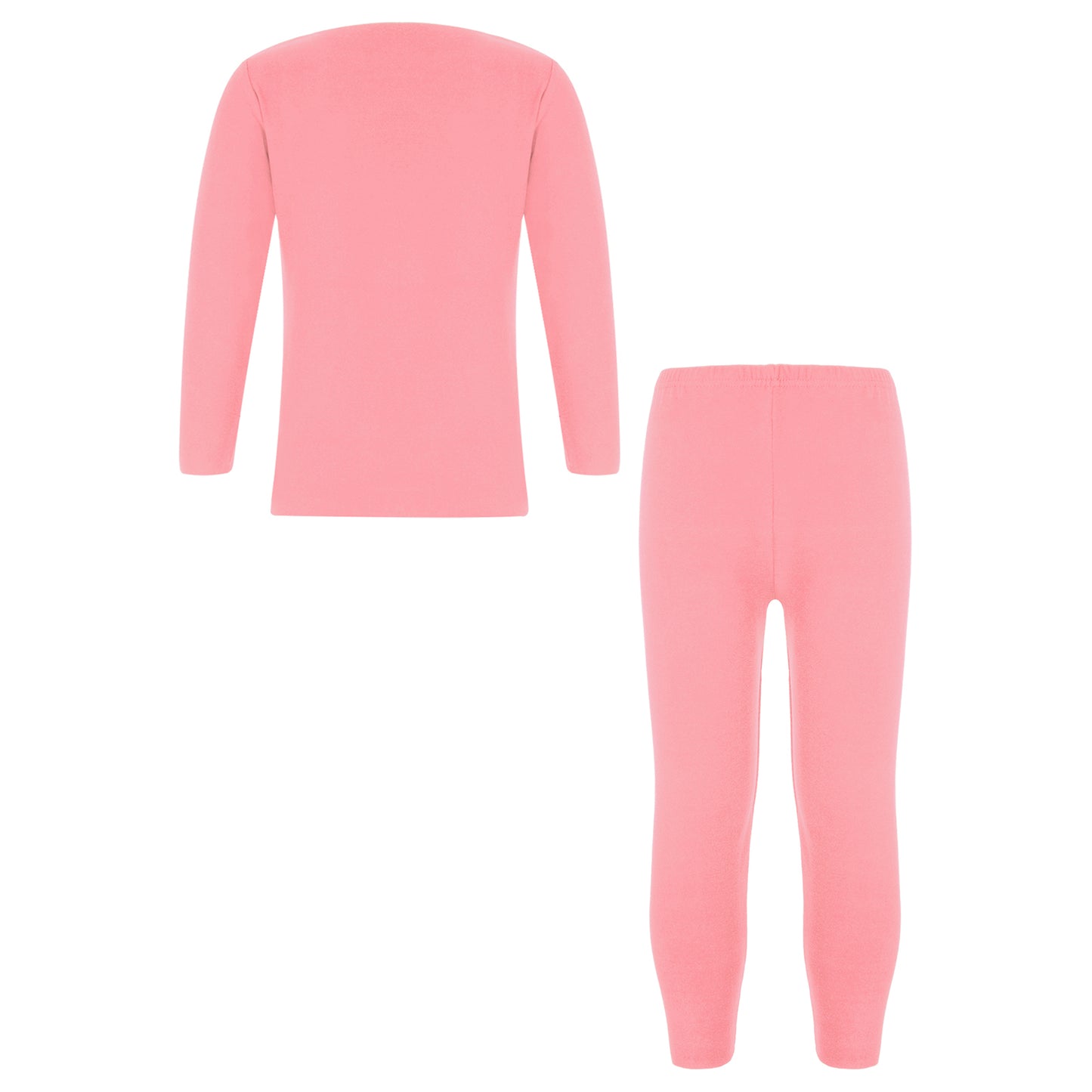 Autumn Kids Girls Boys Solid Color Thermal Underwear Set Loungewear Homewear Round Neck Long Sleeve Tops with Pants Leggings