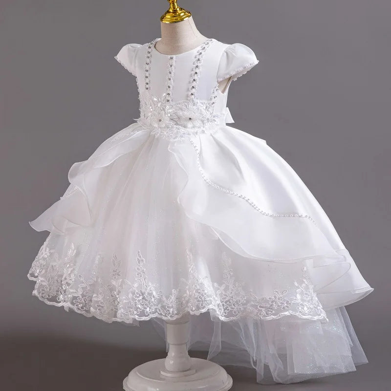 New High quality baby lace princess dress for girl elegant birthday party trailing dress Baby girl's christmas clothes 3-12yrs