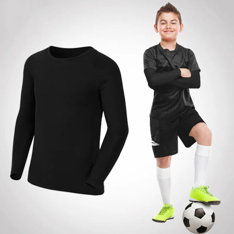 Kids Children Boy Girl Running Long T Shirt Fitness Sport Basketball Football Outdoor Hiking Jogging Riding Soccer Clothes J25