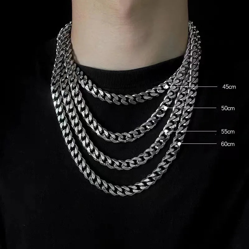 6,7,8mm Weighty Solid Sterling Silver Cuban Link Thick Hip Hop Chain Miami Men Women Box Closure Heavy Rapper Necklace