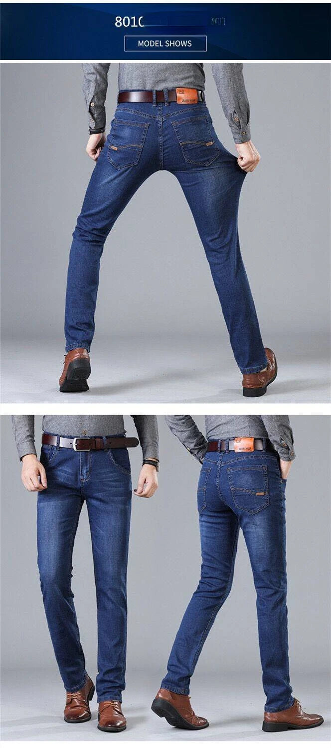 Men's Pants Jeans Loose Large Size Thin Summer Stretch Slim Mid Waist Straight Pants for Men Casual Men's Clothing Denim Pants