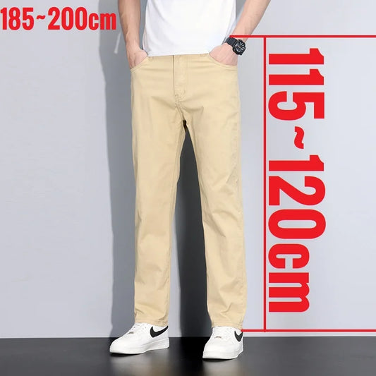 202 Trouser New Men's Khaki Pant Cotton Stretch Summer Pant Men Casual Tall Trouser Male Extra Long Length 120cm 200cm 190cm Lengthened