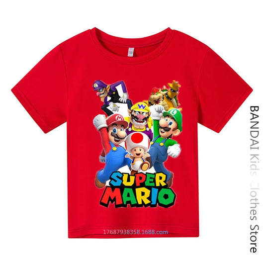 Super Mario Tshirt  Kids Fashion Baby Boy Clothes Mario Bros T-shirt Pikachu Cotton Children Tops Girls Clothing Casual Tees