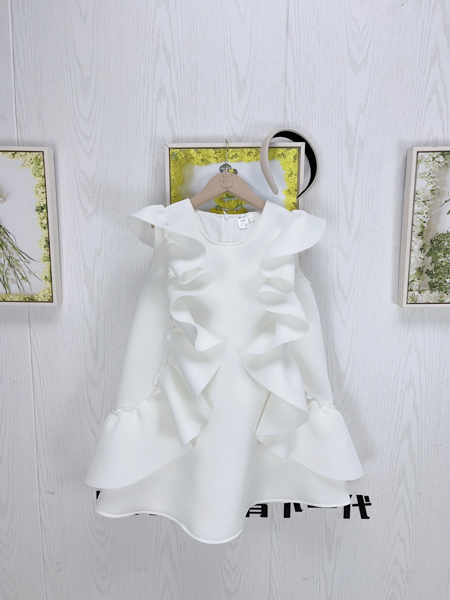 Girl Summer New Dress Sleeveless Ruffles Princess Wedding Luxury Kids Fashion Clothes Brithday Show Vestidos Outfit Wz1326