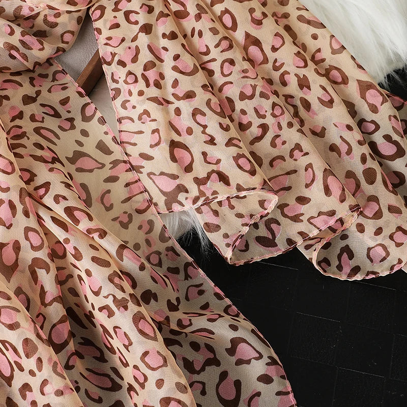 2024 Fashion Printed Leopard Chiffon Hijab Scarf Women Pareo Lady Bandanas Beach Towels Summer Muslim Veil Wrap Female Foulard