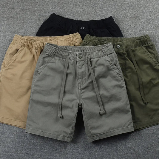 2024 Men Short Pants Summer Business Casual Knee Pants Classic Khaki American Style Streetwear Golf Shorts Beige