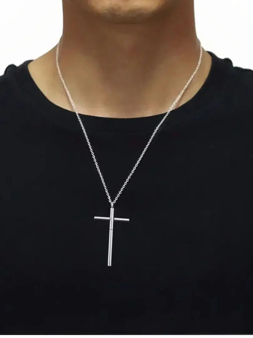 Stainless Steel Pendant Cross Necklace Men Fashion Jewelry Chains Boy EDC Gadgets For Male Female Women Girls Gifts Multi Tools