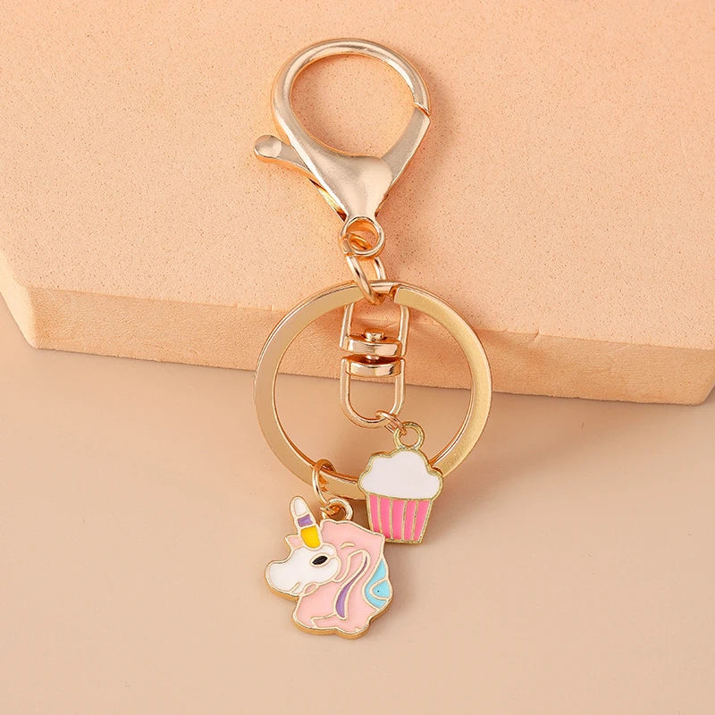 Cute Enamel Unicorn Keychain Horse Key Ring Women Girls Handbag Pendant DIY Jewelry Gift Accessories