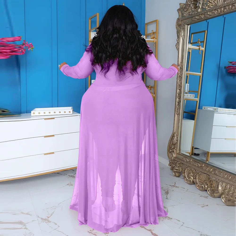 Plus Size Elegant Jumpsuit Female Solid 5xl Design Cloth Women One Piece Outfit Pencil Pant 2023 Autumn Fashion Casual Jumpsuit