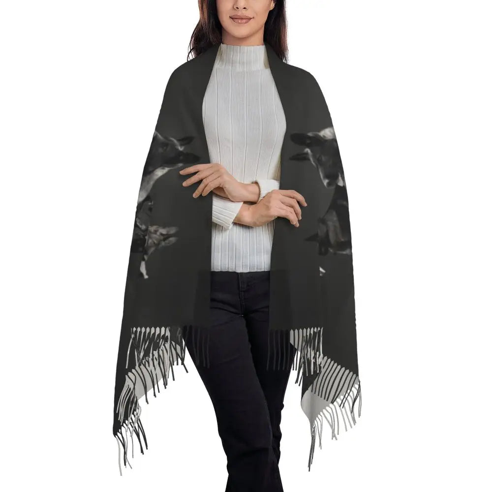 German Shepherd Courage Scarf Wrap Women Long Winter Fall Warm Tassel Shawl Unisex Alsatian Wolf Dog Lover Scarves