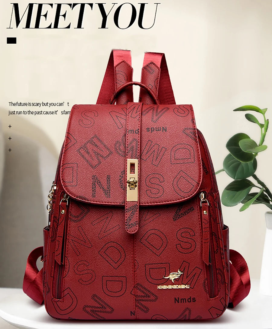 Luxury Designer Women Backpack High Quality Soft Leather Shoulder Bag Fashion School Bags Multifunction Rucksack Top-handle Bag