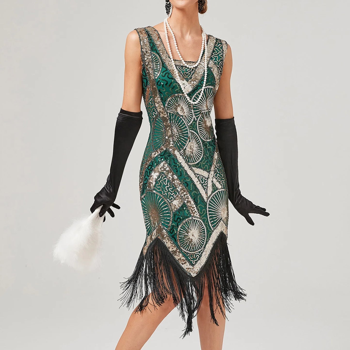 Vintage 1920s Flapper Great Gatsby Dress O-Neck Sleeve Sequin Fringe Party Midi Dress 2024 Summer Dress Vestidos