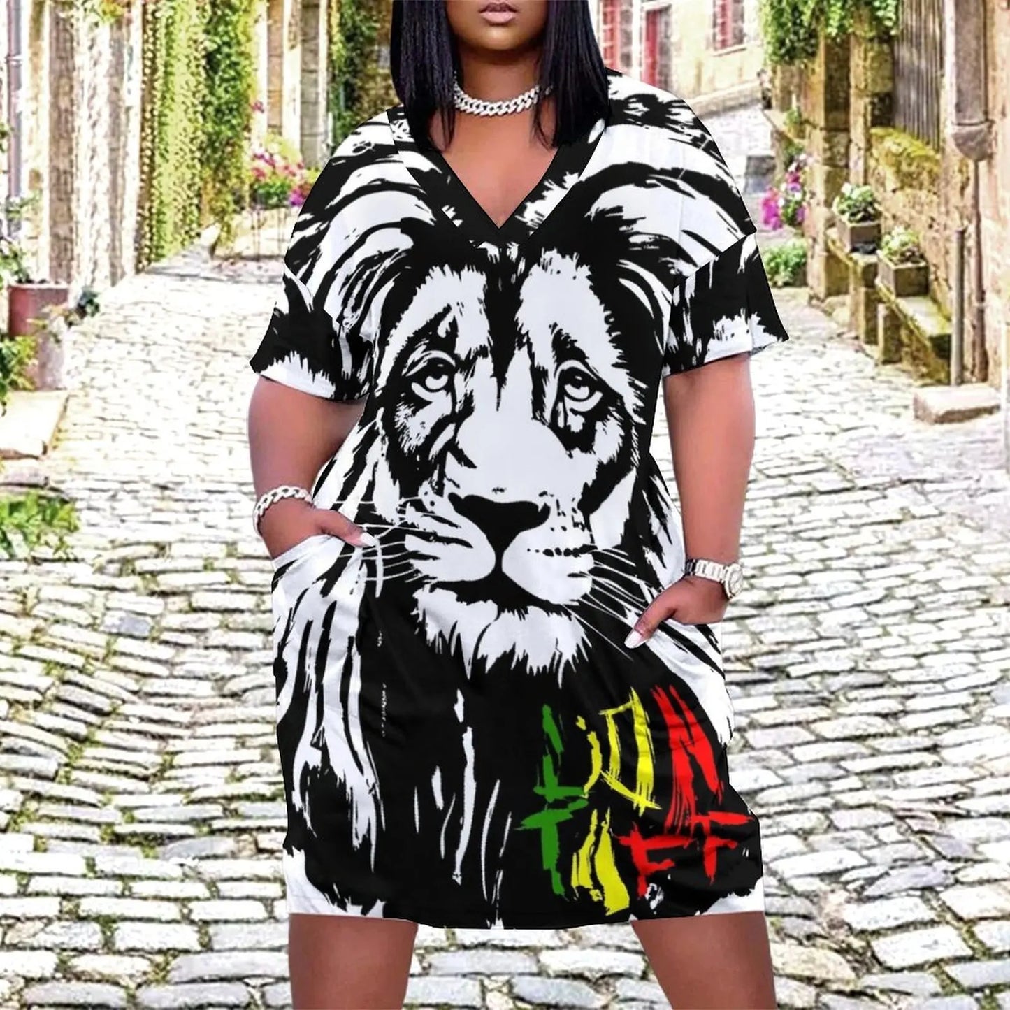 Lion Tuff Lion Head Loose Pocket Dress summer dress woman 2024 dresses for womens