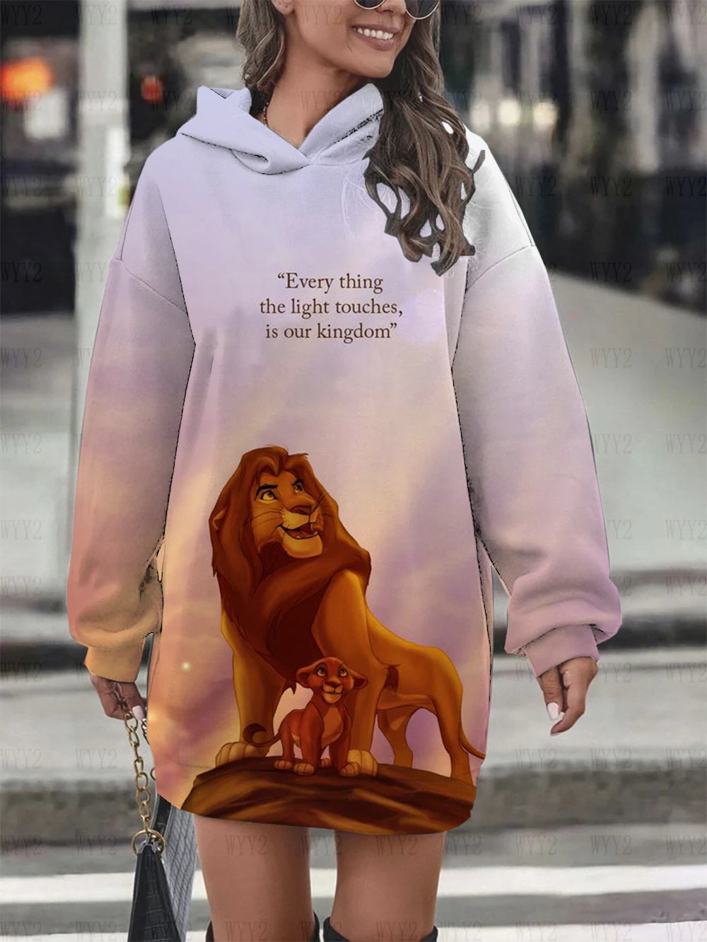 New Lion King Simba Hoodie Dress Sweatshirt Fashion Disney Dress Sweatshirt Dress Allover Printed Hoodie Tops for Women