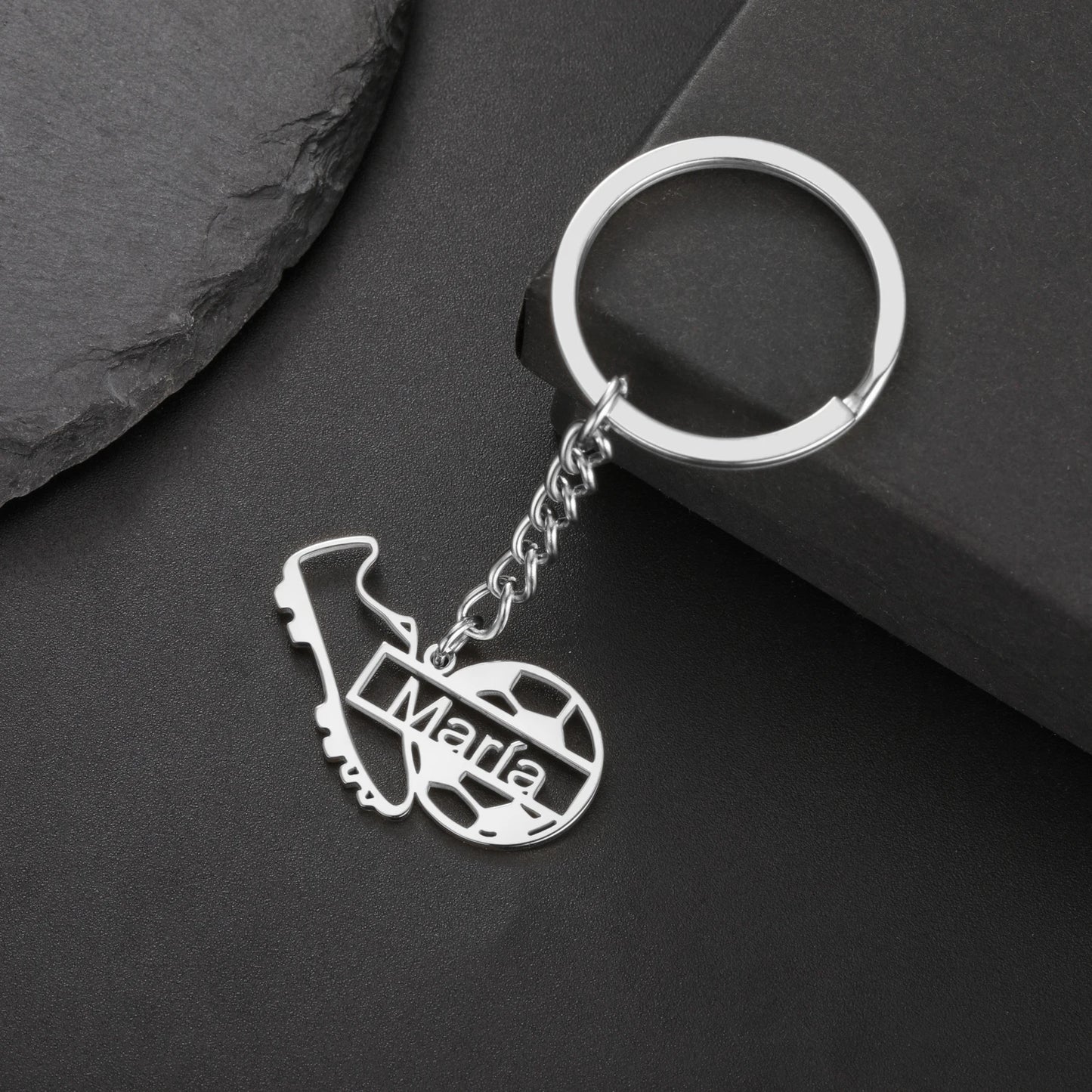 Custom Name Football Soccer Shoes Keychain Car Keyring Stainless Steel Bag Accessories for Football Lover Personalized Jewelry