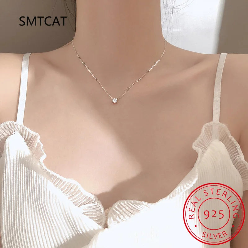 925 Sterling Silver Moissanite 1-3 Carat Set Chain Necklace Advanced Light Luxury Niche Casual Elegant Ladies Send Girlfriend