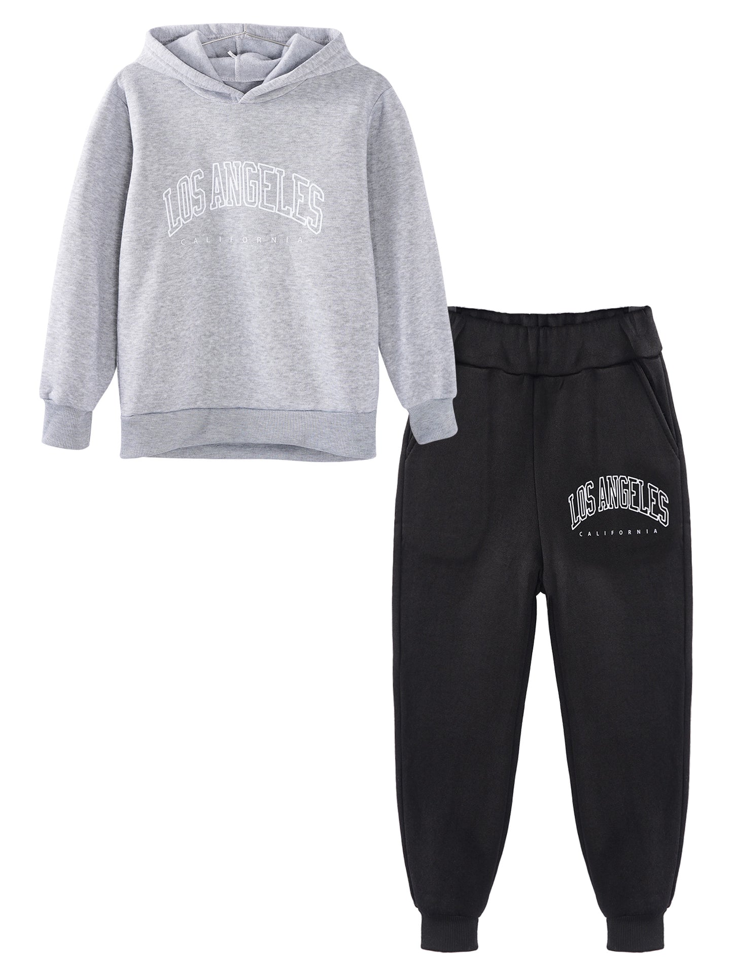 Kids Boys Girls Letter Printed Sport Suit Tracksuit Long Sleeve Hooded Pullover with Elastic Waistband Pants