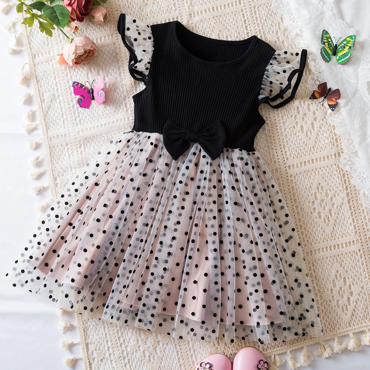 Butterfly Newborn Baby Dress New Summer Cute Baby Girls Clothes Tulle Lace Embroidery Infant Party Clothing 1 -5Y Birthday Dress