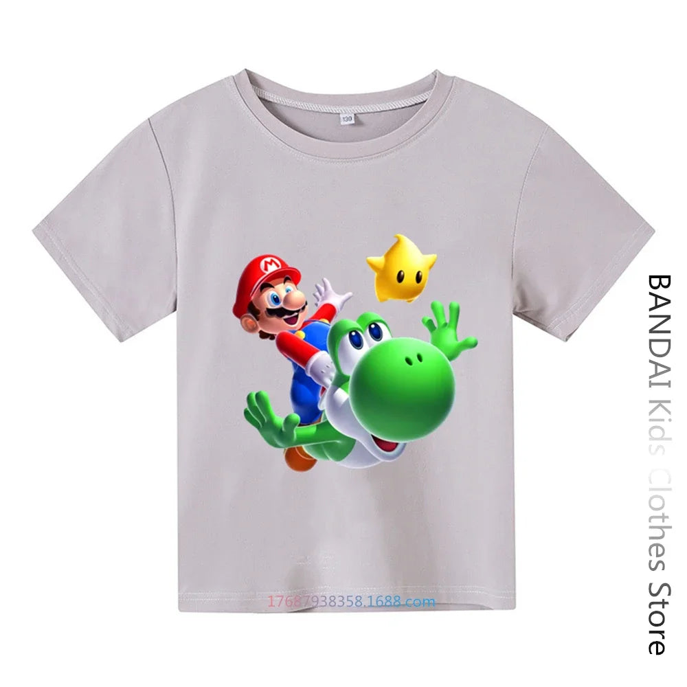Super Mario Tshirt  Kids Fashion Baby Boy Clothes Mario Bros T-shirt Pikachu Cotton Children Tops Girls Clothing Casual Tees