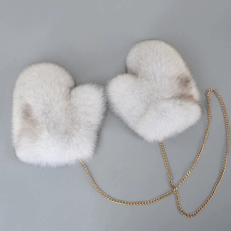 2024 New Brand Winter Women Natural Real Fox Fur Gloves Warm 100% Genuine Fox Fur Mittens Girl Fashion Luxur Real Fox Fur Glove
