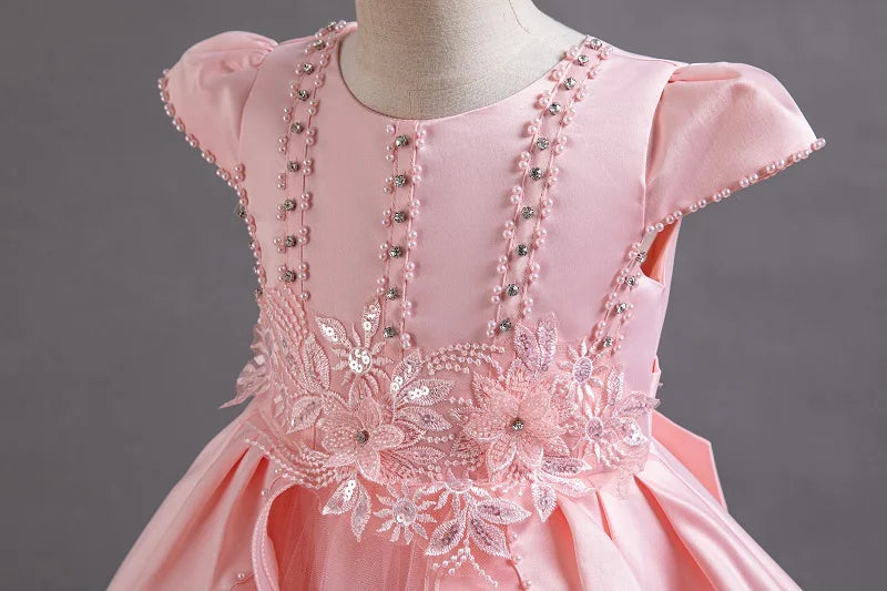 New High quality baby lace princess dress for girl elegant birthday party trailing dress Baby girl's christmas clothes 3-12yrs