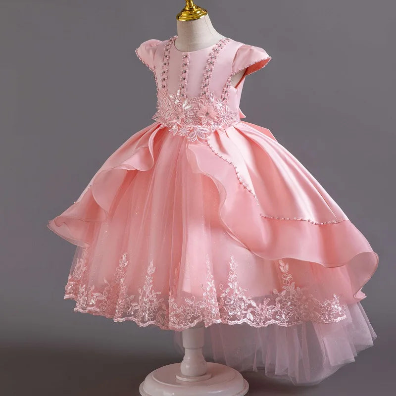 New High quality baby lace princess dress for girl elegant birthday party trailing dress Baby girl's christmas clothes 3-12yrs