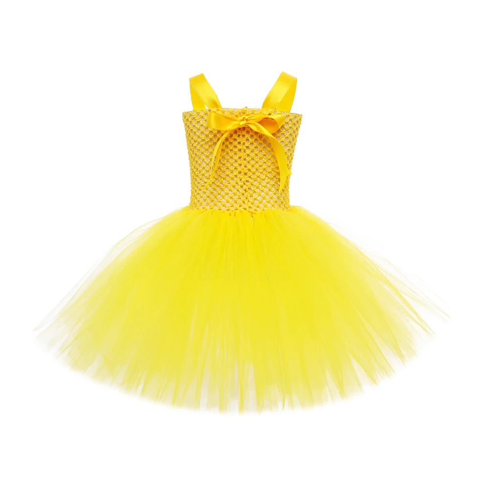Yellow Duck Baby Girls Dress Up Costume Cute Animal Kids Easter Party Dresses Girl Princess Tulle Dress Summer Spring Clothes