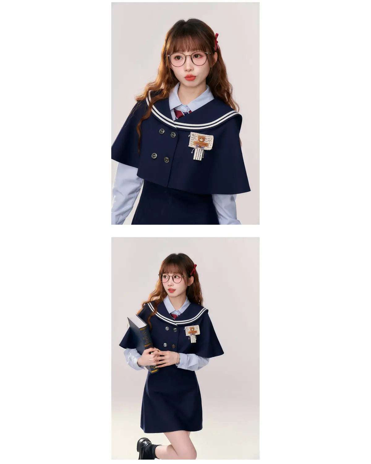 Japan School Uniforms Student Student Girl Navy Costume Cute Women Sexy Navy JK Suit Sailor Blouse Pleated Dress Set