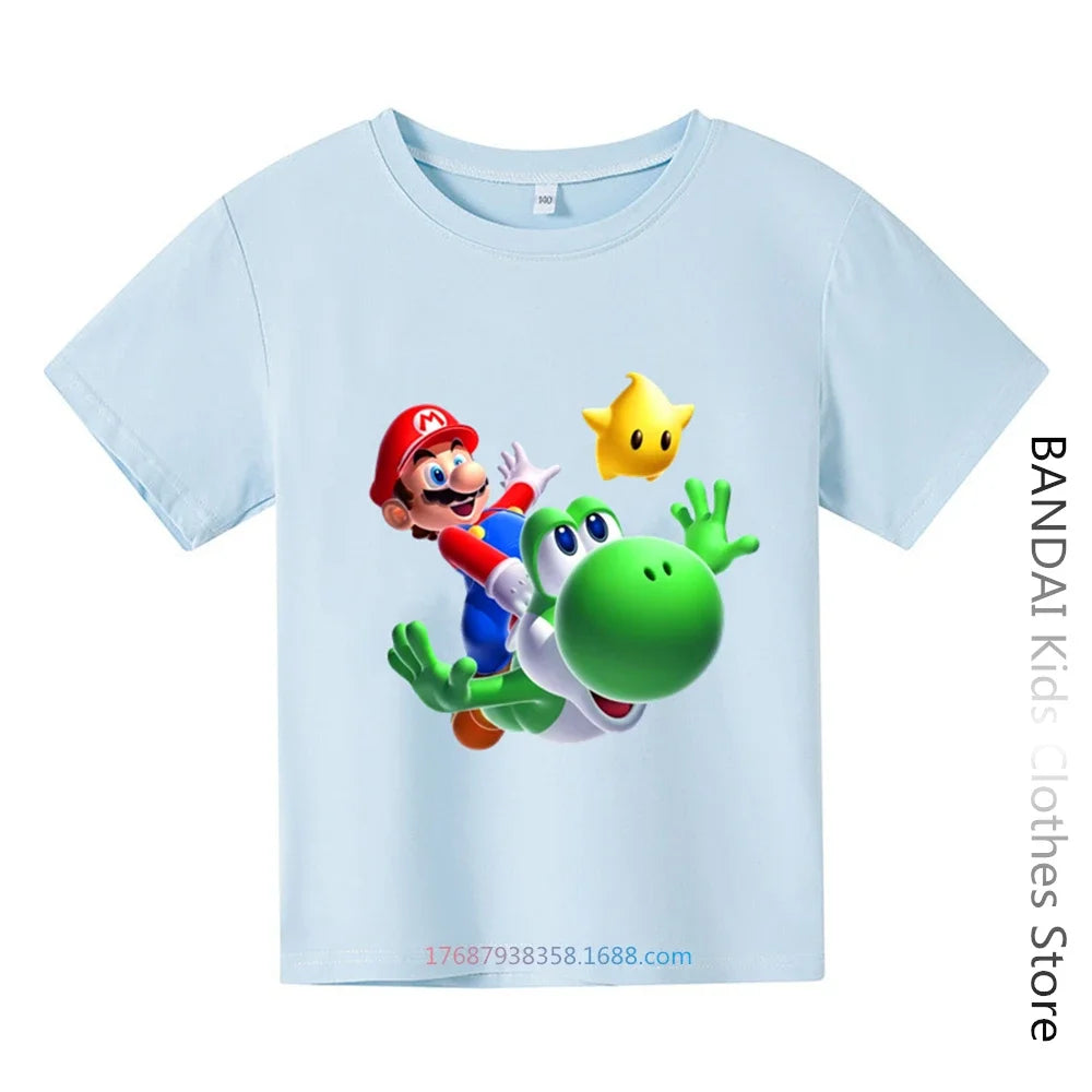 Super Mario Tshirt  Kids Fashion Baby Boy Clothes Mario Bros T-shirt Pikachu Cotton Children Tops Girls Clothing Casual Tees